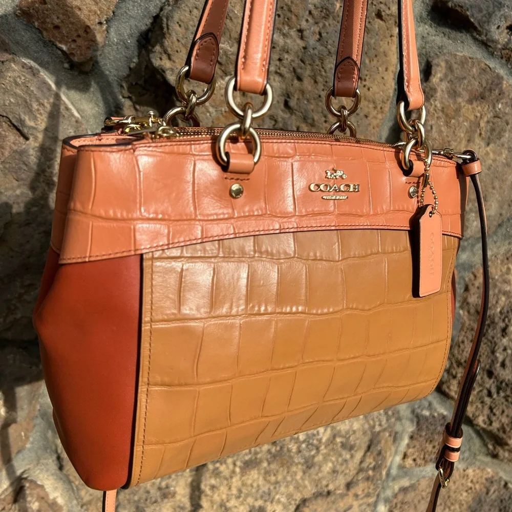 COACH Brooke Mini Croc Embossed and Smooth Leather in Colorblock Xbody/Satchel - Picture 7 of 14